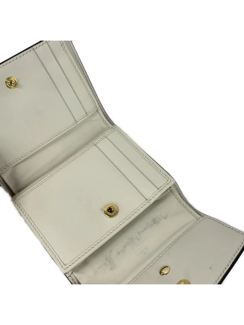 Gucci Trifold Wallet Sylvie Ivory Dark Navy Red Leather - Picture 3 of 5